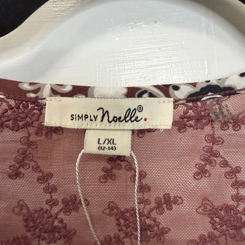 Simply‎ Noelle Brown Boho Print Tunic Top Size L/XL